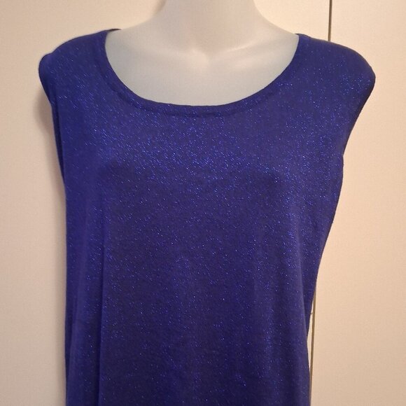 Catherines 3X 26/28 Tank Top Shirt Navy Blue Shimmer Sleeveless Knit Lightweight - Picture 1 of 5